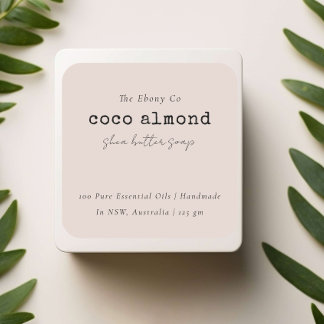 Adesivo Quadrado Rótulo Simples Elegante Mínimo Dusky Blush Soap