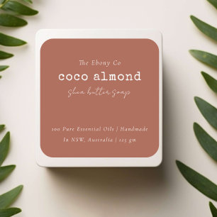 Adesivo Quadrado Rótulo Simples Elegante Mínimo Rust Soap