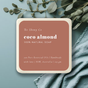 Adesivo Quadrado Rótulo Simples Elegante Mínimo Rust Soap