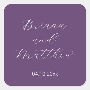 Adesivo Quadrado Rótulo Simples Minimalista Roxo