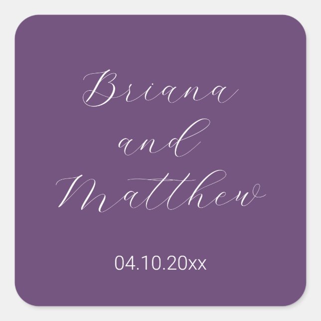 Adesivo Quadrado Rótulo Simples Minimalista Roxo (Frente)