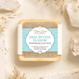 Adesivo Quadrado Rótulo Soap Seafoam Burlap Skincare Sticker