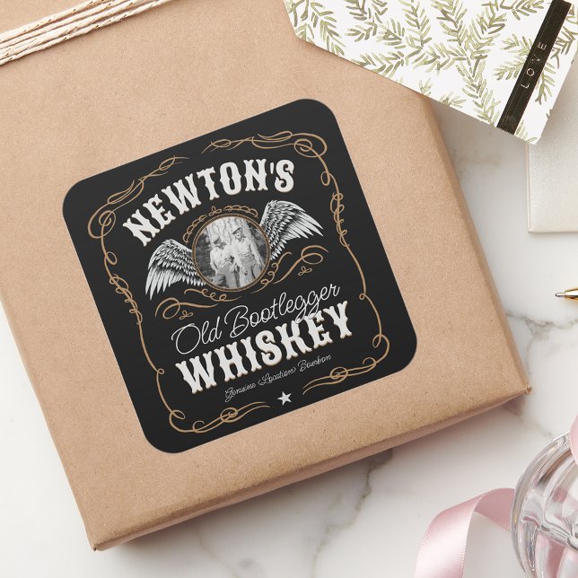 Adesivo Quadrado Rótulo Whiskey Antigo ADICIONAR Nome da Família FO (Criador carregado)