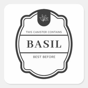 Adesivo Quadrado Rótulos de Boião de Arroz Basil