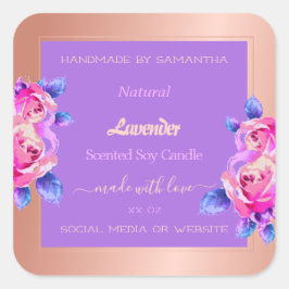 Adesivo Quadrado Rótulos de empacotamento de produto Dourado com Ro