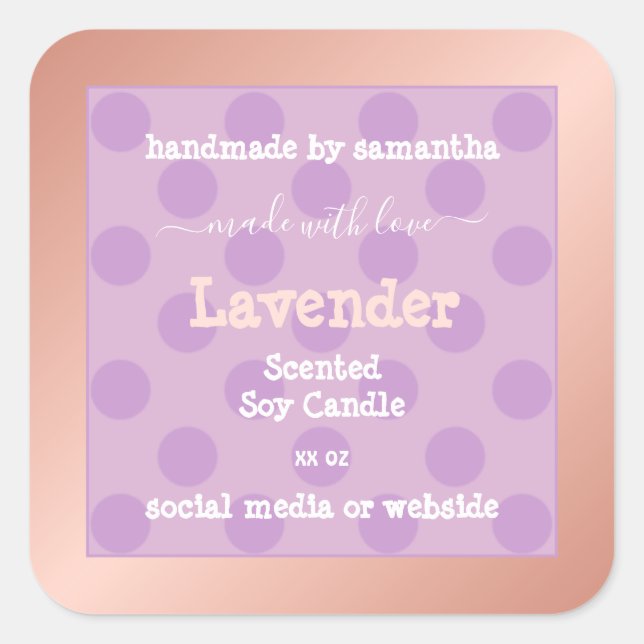 Adesivo Quadrado Rótulos de Encapsulamento de Produtos Pontas Roxos (Frente)