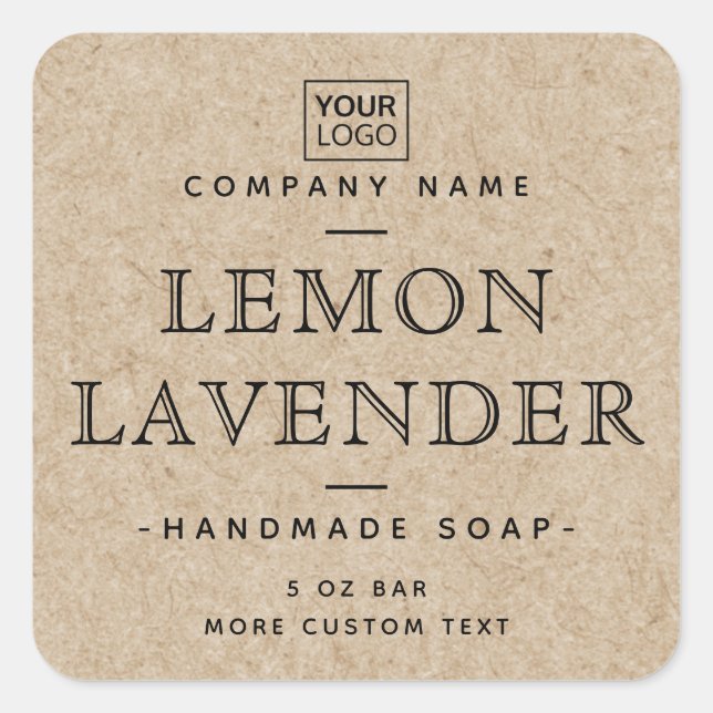 Adesivo Quadrado Rótulos de fonte do estilo de vinheta do Kraft (Frente)