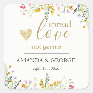 Adesivo Quadrado Rótulos de higienizador para mãos para casamento d