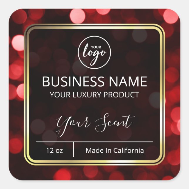 Adesivo Quadrado Rótulos De Manteiga De Corpo Vermelho E Preto Com  (Frente)