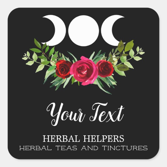 Adesivo Quadrado Rótulos de Medicina da Lua Negra (Frente)