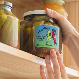 Adesivo Quadrado Rótulos de Pickles e Pimentas Divertidos para Picl