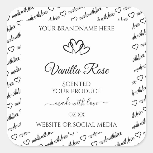 Adesivo Quadrado Rótulos de Produto em Nuvem de Palavra Negra e Bra (Frente)