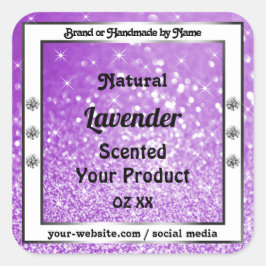 Adesivo Quadrado Rótulos de produto espumante roxos e espumantes