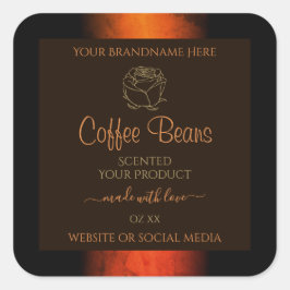 Adesivo Quadrado Rótulos de Produto Marmoso Laranja Luminoso Castan