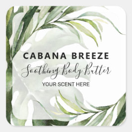 Adesivo Quadrado Rótulos de Produto Tropicais