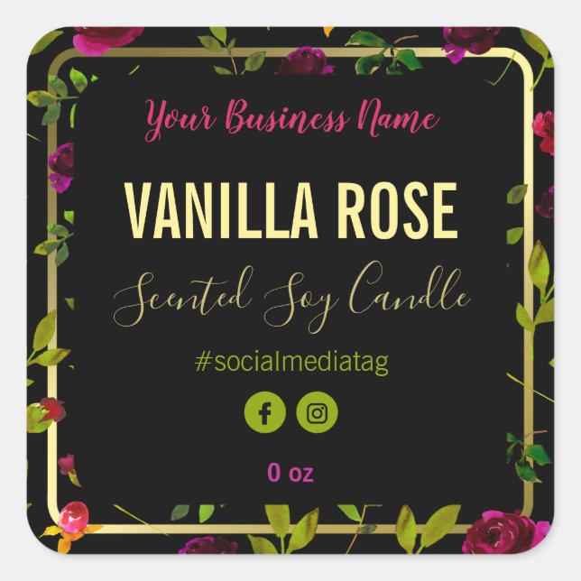 Adesivo Quadrado Rótulos de produto verde de luxo (Frente)