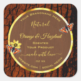 Adesivo Quadrado Rótulos de produtos para Latidos de árvores de grã