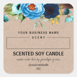 Adesivo Quadrado Rótulos de Velas de Soja Perfumada com Espaço em