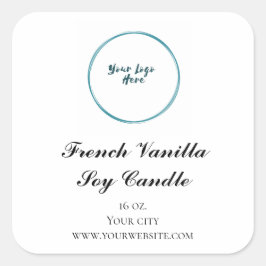 Adesivo Quadrado Rótulos de Velas Elegantes Preto e Branco Logo