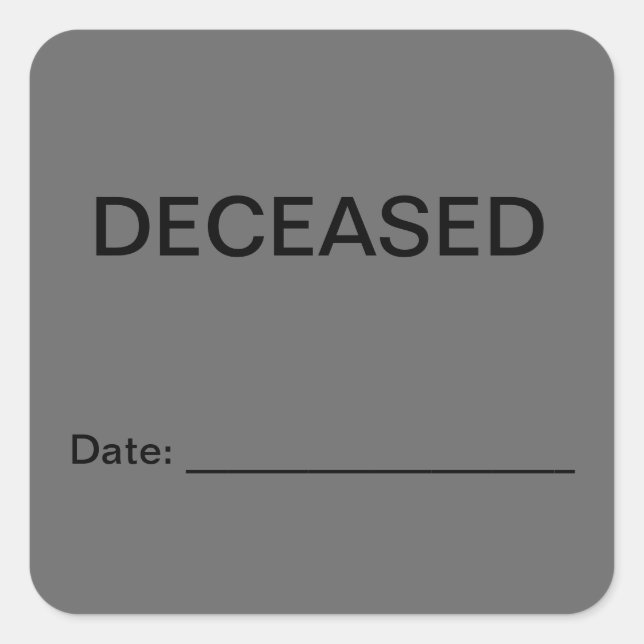 Adesivo Quadrado Rótulos do Gráfico Médico do Doente Falecido (Frente)