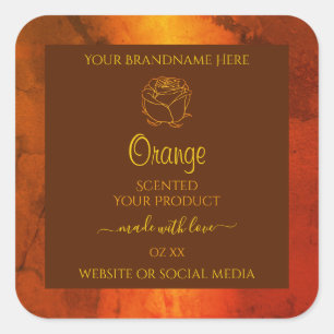 Adesivo Quadrado Rótulos do produto Marble Laranja Shimmery Rosa Fl