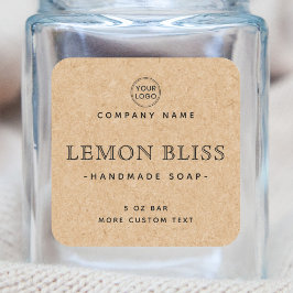 Adesivo Quadrado Rótulos Elegante de aparência de papel Kraft quadr