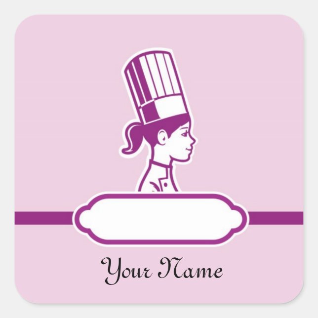 Adesivo Quadrado Rótulos Grandes Personalizados do Chef (Frente)