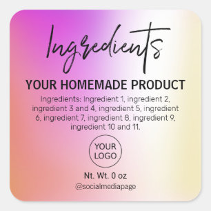Adesivo Quadrado Rótulos Holográficos de Ingredientes Holográfic