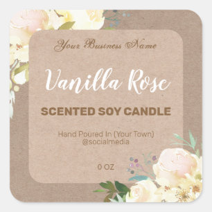 Adesivo Quadrado Rótulos Rustic White Rose Product