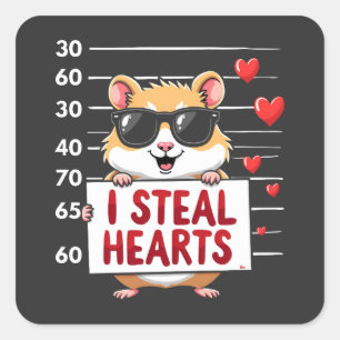 Adesivo Quadrado Roubo o dia do Valentine do Hamster do Hamster