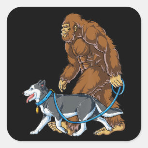 Adesivo Quadrado Rouco  Marcha-Pé-Grande Cachorro Sasquatch Siberi