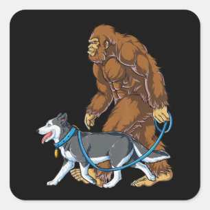 Adesivo Quadrado Rouco  Marcha-Pé-Grande Cachorro Sasquatch Siberi