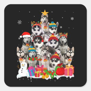 Adesivo Quadrado Rouco Sobremesa de Natal Siberian Hussein Pet Dog