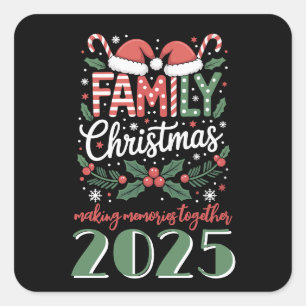 Adesivo Quadrado Roupa Combinando para o Natal: Família Natal 2025