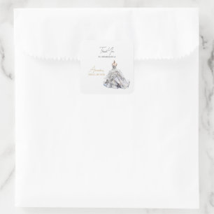Adesivo Quadrado Roupa de Noiva de Chá de Noiva Personalizado Obrig
