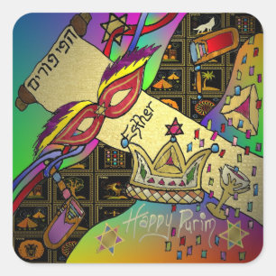 Adesivo Quadrado Roupa judaico feliz dos presentes de época