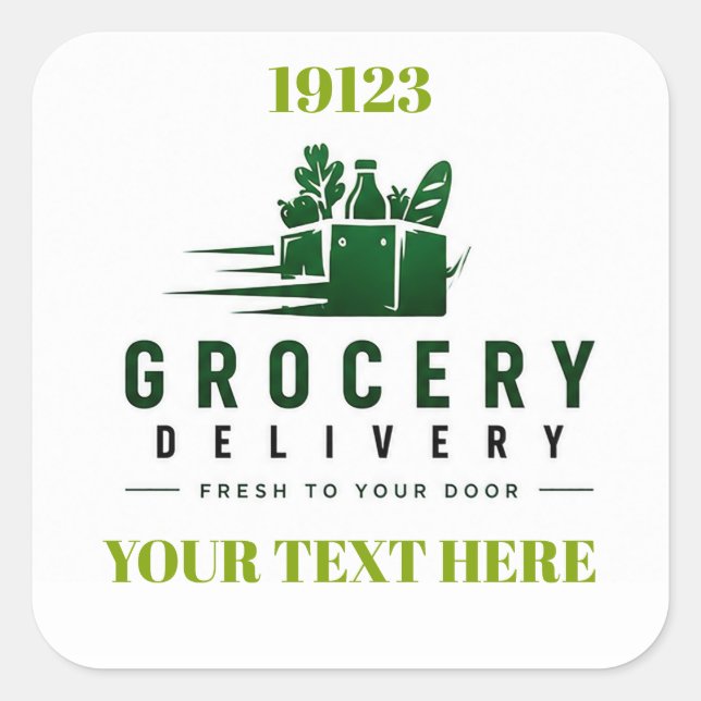 Adesivo Quadrado 🛒 Roupas para Equipe de Entrega de Compras 🚚 (Frente)