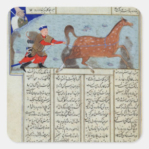 Adesivo Quadrado Roustem que captura seu cavalo, 'do Shahnama