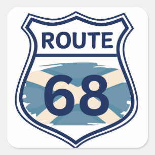 Adesivo Quadrado Route 68 Scottish Saltyre Flag Shield Shape