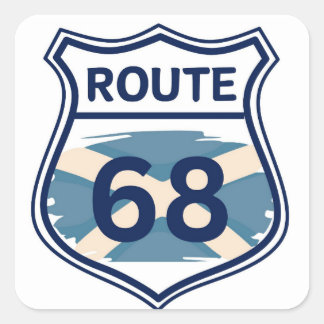 Adesivo Quadrado Route 68 Scottish Saltyre Flag Shield Shape