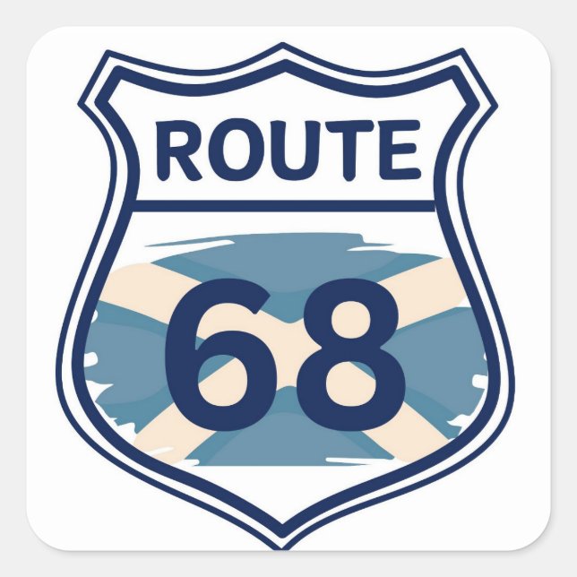 Adesivo Quadrado Route 68 Scottish Saltyre Flag Shield Shape (Frente)