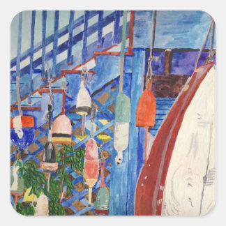 Adesivo Quadrado Rowboat & Buoys