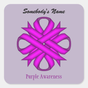 Adesivo Quadrado Roxo Clover Ribbon por Kenneth Yoncich
