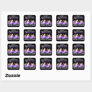 Adesivo Quadrado Roxo Dar para Ganhar Dia Internacional da Mulher 2
