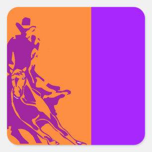 Adesivo Quadrado Roxo do rancho do pop art do cavalo do corte do