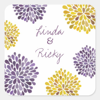 Adesivo Quadrado Roxo e Amarelo Dahlias Cascata