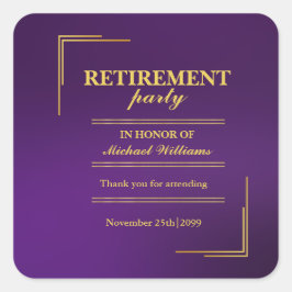 Adesivo Quadrado Roxo Elegante Corporativo de Reforma Dourado