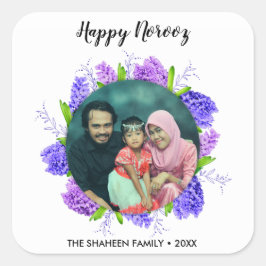 Adesivo Quadrado Roxo Hyacinth Wreath Happy Noroz Foto do Ano Novo