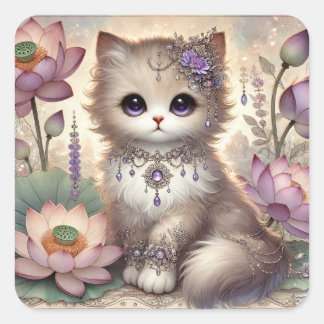 Adesivo Quadrado Roxo Jewel Lotus Princess Cat