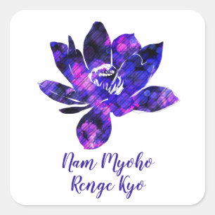 Adesivo Quadrado Roxo Roxo-Espiritual Flor Nam Myoho Renge Kyo